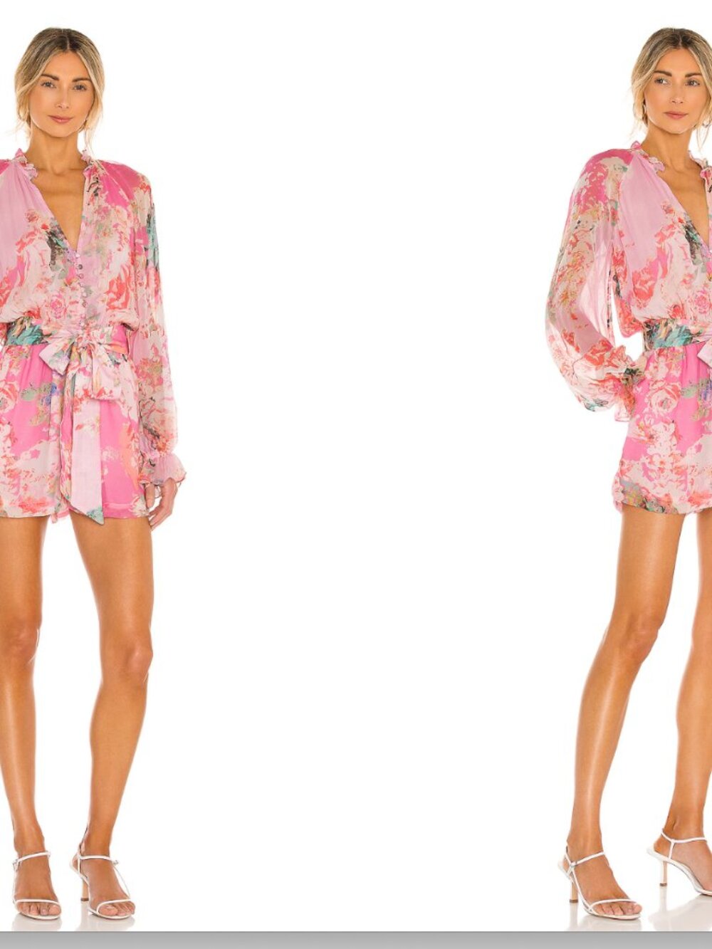HEMANT & NANDITA X REVOLVE - Sage Pink Floral Long-Sleeve Romper - Picture 11 of 12